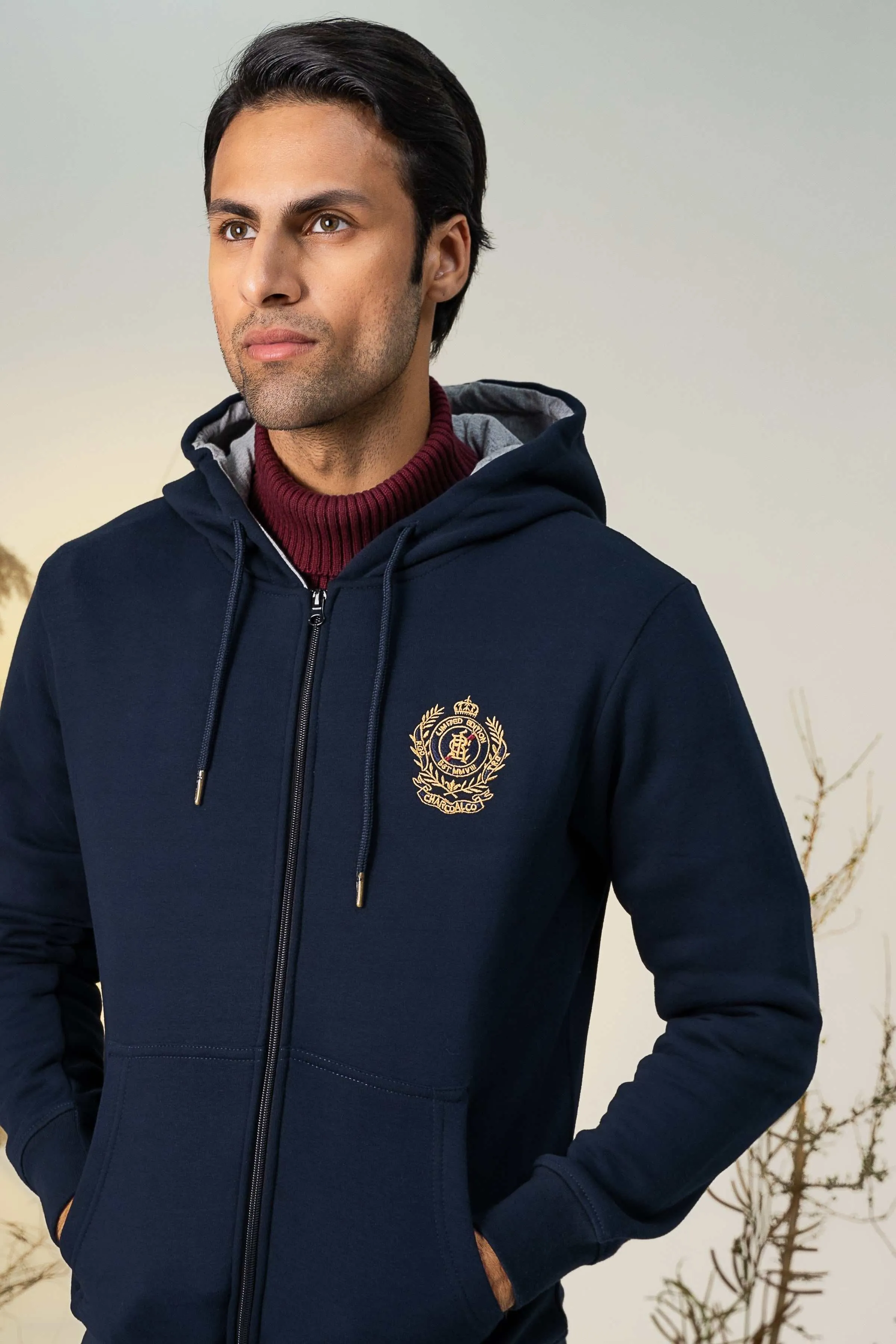 ZIPPER HOODIES NAVY